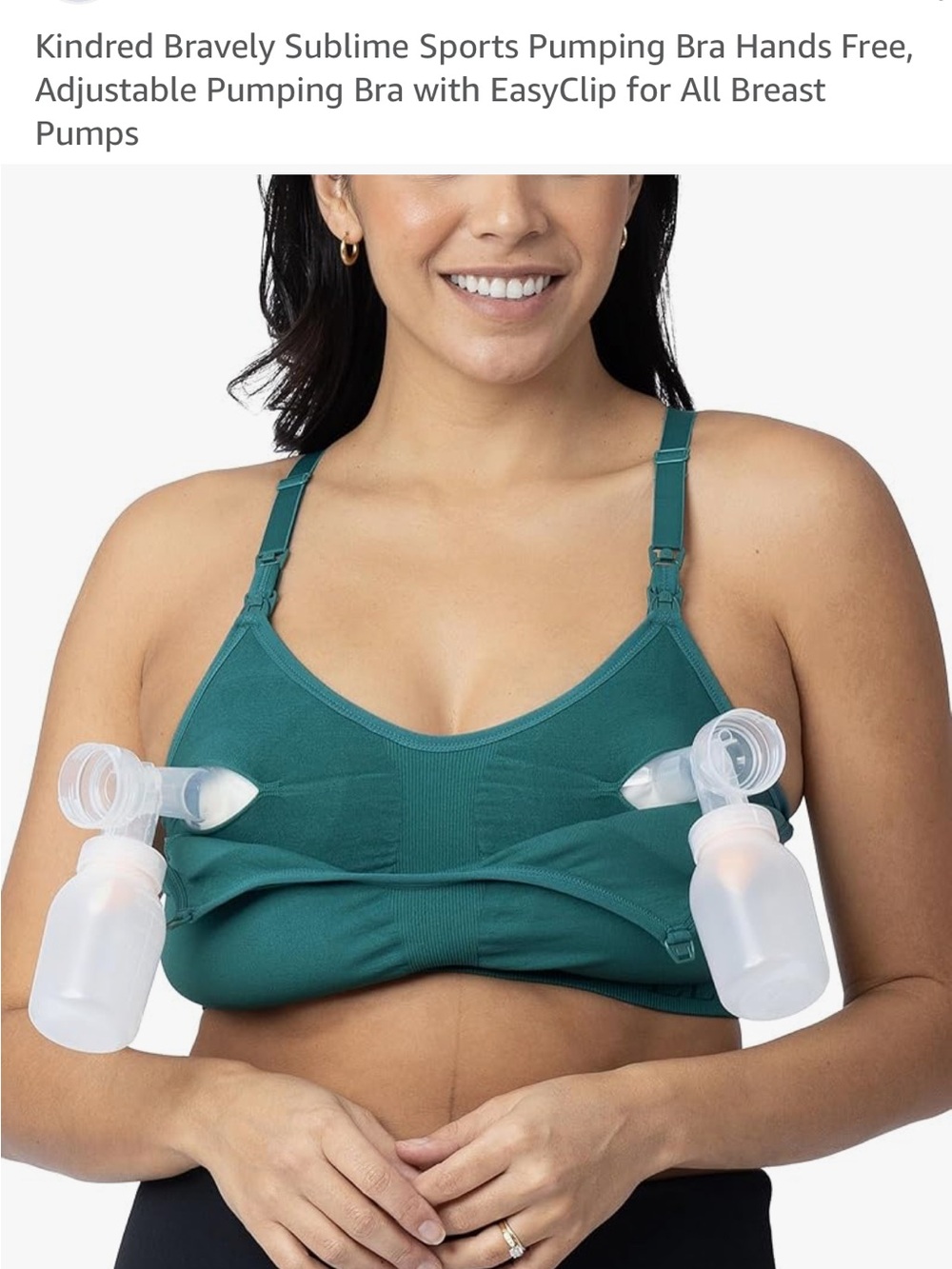 Kindred Bravely Sublime Sports Hands-Free Pumping Sports Bra in Teal Green